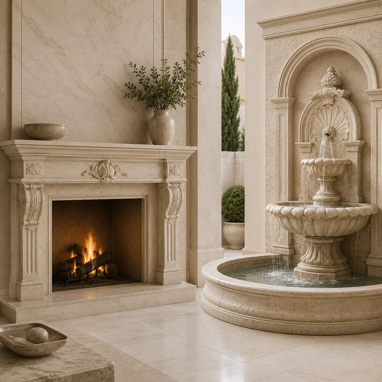 Stone Fireplaces & Fountains